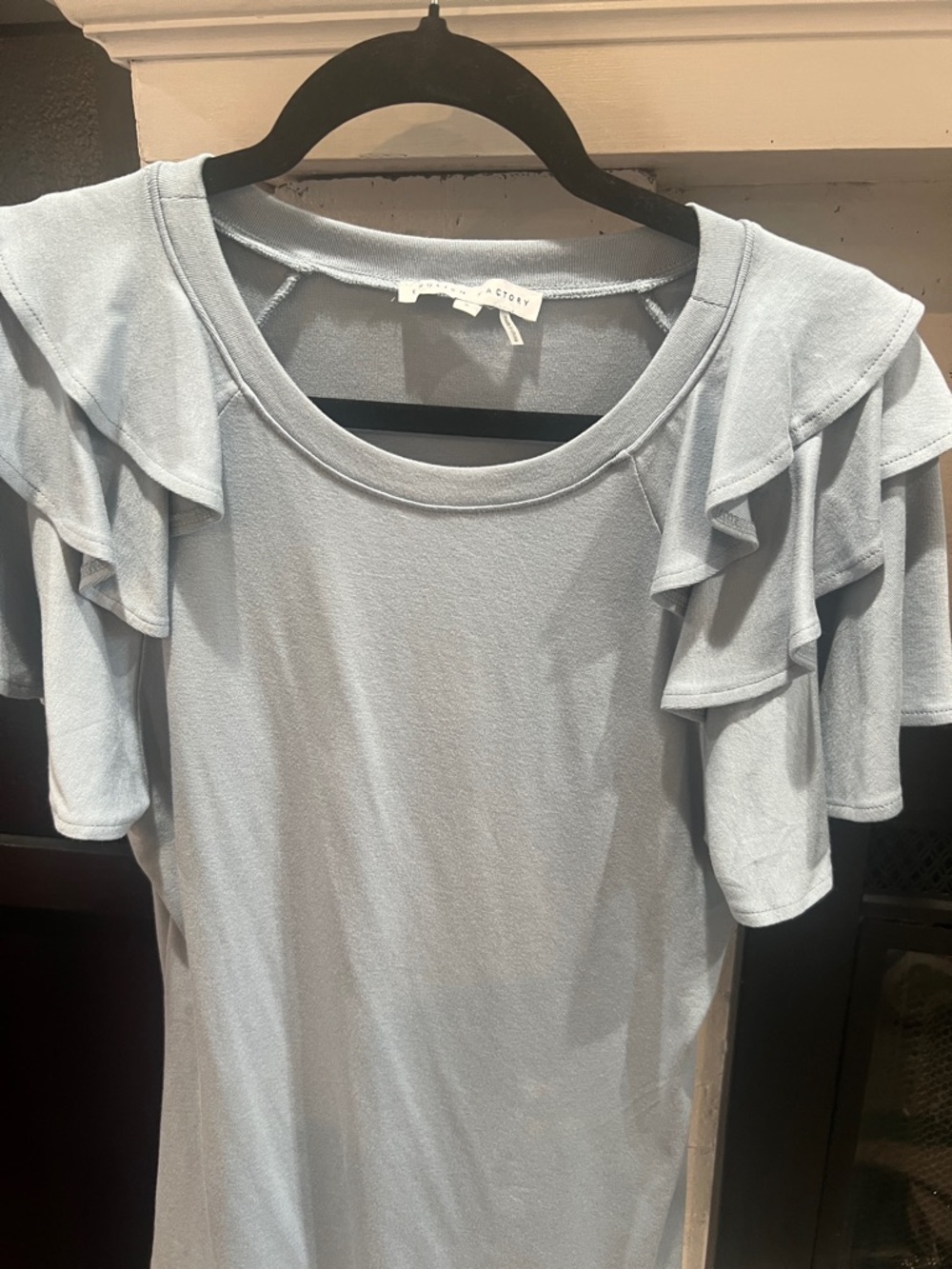 English Factory Light Blue Ruffle Sleeve Tee - Picture 2 of 6